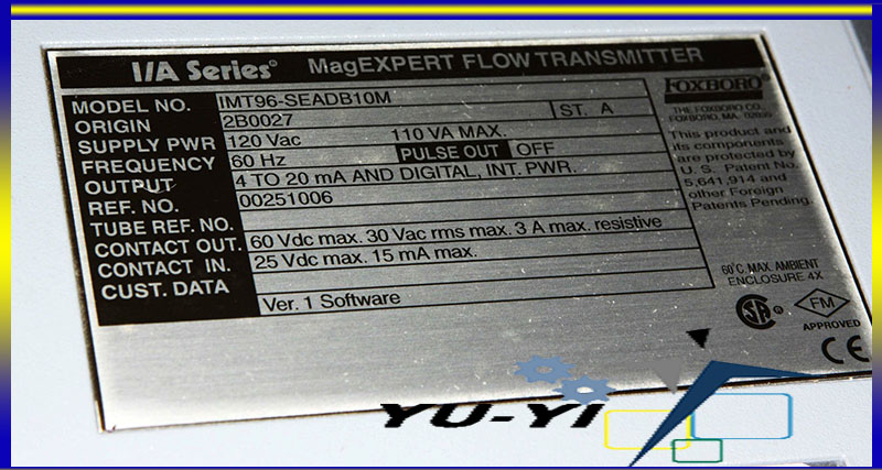 Foxboro MagEXPERT IA SERIES Flow Transmitter IMT96-SEADB10M - 裕益科技自動化設備 ...